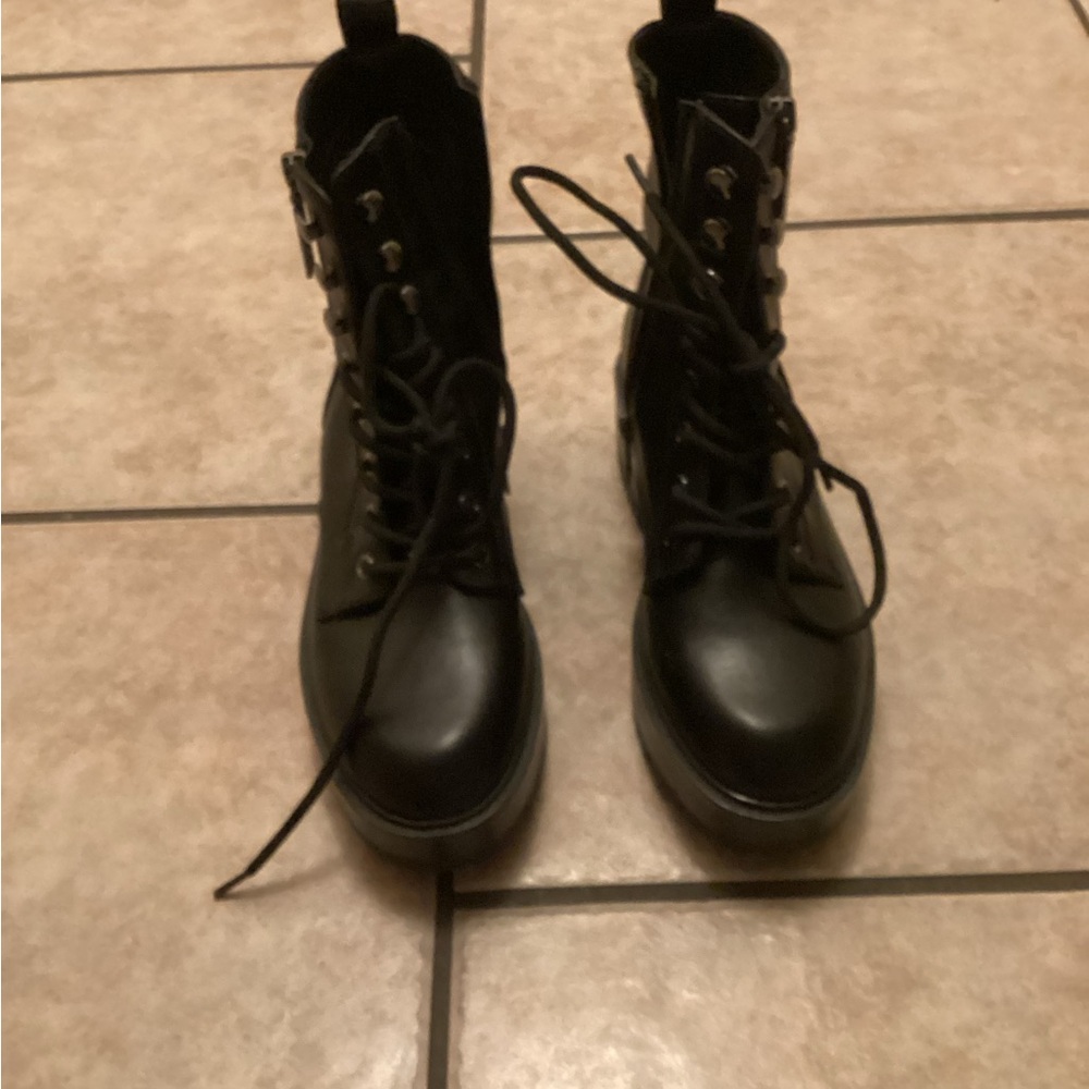 Women's Black Lace-Up Boots